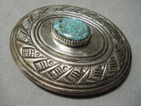 Impressive Vintage Native American Navajo Carico Lake Turquoise Sterling Silver Buckle Or Pendant-Nativo Arts