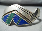 Authentic Vintage Native American Navajo Ray Tracey Lapis Sterling Silver Bracelet-Nativo Arts