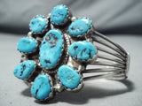 Phenomenal Navajo Native American Old Kingman Turquoise Sterling Silver Bracelet-Nativo Arts