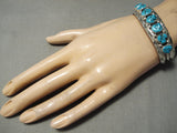 Amazing Vintage Zuni Native American Turquoise Sterling Silver Wave Bracelet-Nativo Arts