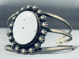 Spectacular Vintage Native American Navajo White Buffalo Sterling Silver Bracelet-Nativo Arts