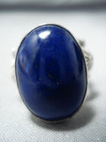 Beautiful Navajo Native American Huge Lapis Sterling Silver Ring-Nativo Arts