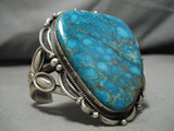 Museum Quality Vintage Native American Navajo Carico Lake Turquoise Sterling Silver Bracelet Old-Nativo Arts
