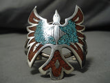 Exceptional Vintage Native American Navajo Inlay Turquoise Sterling Silver Native Old Bracelet-Nativo Arts