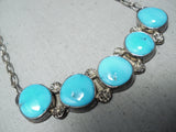 Fabulous Vintage Native American Navajo Kingman Turquoise Sterling Silver Necklace Old-Nativo Arts