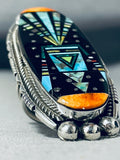 One Of The Biggest Ever Native American Navajo Outer Space Turquoise Sterling Silver Ring-Nativo Arts