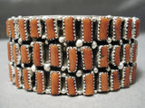 Amazing Wrap Around Coral Sterling Silver Native American Navajo Bracelet Cuff-Nativo Arts