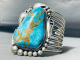 Heavy 140 Grams Vintage Native American Navajo #8 Turquoise Sterling Silver Bracelet Cuff-Nativo Arts