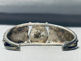 Extreme Detail Vintage Native American Navajo Turquoise Sterling Silver Leaf Bracelet-Nativo Arts
