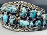 Very Unique Vintage Native American Navajo Spiderweb Turquoise Sterling Silver Leather Bracelet-Nativo Arts