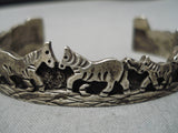 Important Detailed Vintage Native American Navajo Becenti Horse Sterling Silver Bracelet Old-Nativo Arts