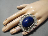 Stunning Vintage Navajo Lapis Sterling Silver Ring Native American-Nativo Arts