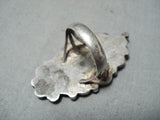 Impressive Vintage Native American Navajo Kingman Turquoise Sterling Silver Ring Old-Nativo Arts