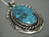Marvelous Vintage Native American Navajo Blue Diamond Turquoise Sterling Silver Necklace-Nativo Arts