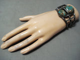 Chunky Vintage Native American Navajo Royston Turquoise Sterling Silver Bracelet Old-Nativo Arts