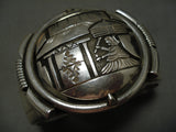 Important Leonard Nez Vintage Native American Navajo Turquoise Sterling Silver Bracelet Old-Nativo Arts