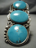 Native American Important Ben Begaye Huge Circle Turquoise Sterling Silver Ring-Nativo Arts