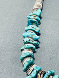 Native American Rare Chunky Turquoise Mostly Heishi Sterling Silver Necklace-Nativo Arts