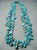 Astonishing Native American Navajo Royston Old Kingman Turquoise Sterling Silver Necklace-Nativo Arts