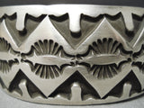 One Of The Best Deep Stamp Vintage Native American Navajo Sterling Silver Bracelet-Nativo Arts