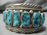 Magnificent Vintage Native American Navajo Turquoise Sterling Silver Cuff Bracelet Old-Nativo Arts