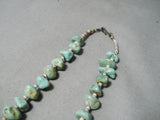 Chunky Amazing Vintage Native American Navajo Green Turquoise Sterling Silver Necklace Old-Nativo Arts