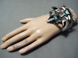 One Of The Best Vintage Native American Zuni Knifewing Turquoise Sterling Silver Bracelet Old-Nativo Arts