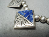 Native American Detailed Vintage Lapis Sterling Silver Inlay Necklace-Nativo Arts