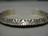 Incredible Vintage Native American Navajo Detailed Sterling Silver Hand Tooled Bracelet-Nativo Arts