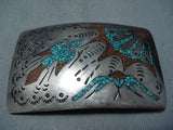 Unforgettable Vintage Native American Navajo Turquoise Sterling Silver Buckle Old-Nativo Arts