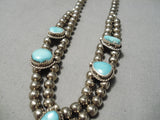 Amazing Vintage Native American Navajo Sky Blue Turquoise Sterling Silver Necklace Old-Nativo Arts