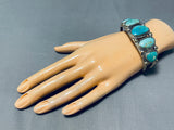 Tremendous Vintage Native American Navajo 5 Turquoise Sterling Silver Bracelet-Nativo Arts