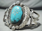 Stellar Vintage Native American Navajo Old Morenci Turquoise Sterling Silver Bracelet-Nativo Arts