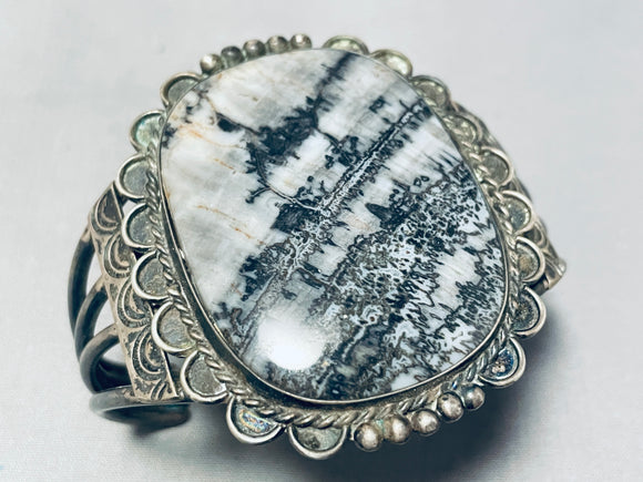 One Of The Best Vintage Native American Navajo Petrified Wood Sterling Silver Bracelet-Nativo Arts