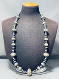 Native American One Of The Best Ever Navajo Hand Hammered Sterling Silver Bead Necklace-Nativo Arts