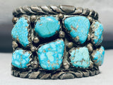 Gene Yvonne Mahoot Vintage Native American Zuni Turquoise Sterling Silver Bracelet Heavy-Nativo Arts