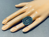 One Of The Best Vintage Native American Zuni Turquoise Cluster Sterling Silver Ring Old-Nativo Arts