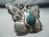 Exceptional San Felipe Spiderweb Turquoise Sterling Silver Butterfly Ring-Nativo Arts