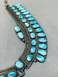 Grand Huge Vintage Native American Navajo Turquoise Sterling Silver Necklace-Nativo Arts