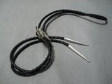 Important Ben Yazzie Sterling Silver Native American Bolo Tie-Nativo Arts
