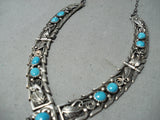 Majestic Vintage Native American Navajo Sleeping Beauty Turquoise Sterling Silver Necklace Old-Nativo Arts