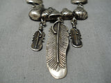 Stunning Glen Sandoval Vintage Native American Navajo Feather Sterling Silver Necklace-Nativo Arts