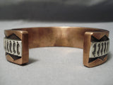 Heavy 180 Grams Vintage Apache Sterling Silver Copper Bracelet Native American-Nativo Arts