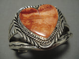 Incredible Vintage Navajo Heart Shell Sterling Silver Native American Bracelet-Nativo Arts