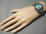 Rare High Grade Easter Blue Turquoise Vintage Native American Navajo Sterling Silver Bracelet-Nativo Arts