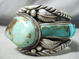 One Of The Best Vintage Native American Navajo Royston Turquoise Sterling Silver Leaf Bracelet-Nativo Arts