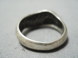 Detailed Vintage Native American Navajo Turquoise Wave Sterling Silver Ring Old-Nativo Arts