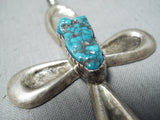 Amazing Vintage Native American Navajo Turquoise Sterling Silver Cross Pendant Old-Nativo Arts