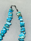 Vibrant Vintage Native American Navajo Morenci Turquoise Sterling Silver Necklace-Nativo Arts