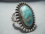 Stunning Vintage Native American Navajo Damale Turquoise Sterling Silver Ring-Nativo Arts
